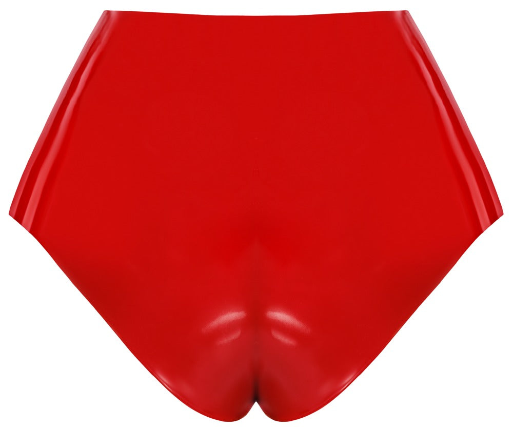 Slip en latex rouge avec gode LATE X