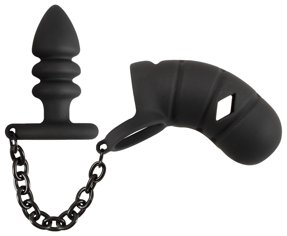 Cock cage with butt plug Black Velvets
