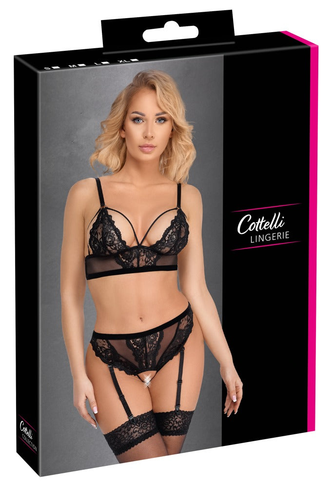 Soutien-gorge et string noir Cottelli Lingerie