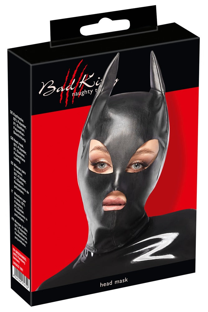 Masque de tête noir moulant Bad Kitty