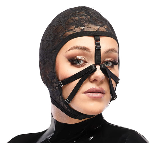 Masque de tête noir dentelle Bad Kitty
