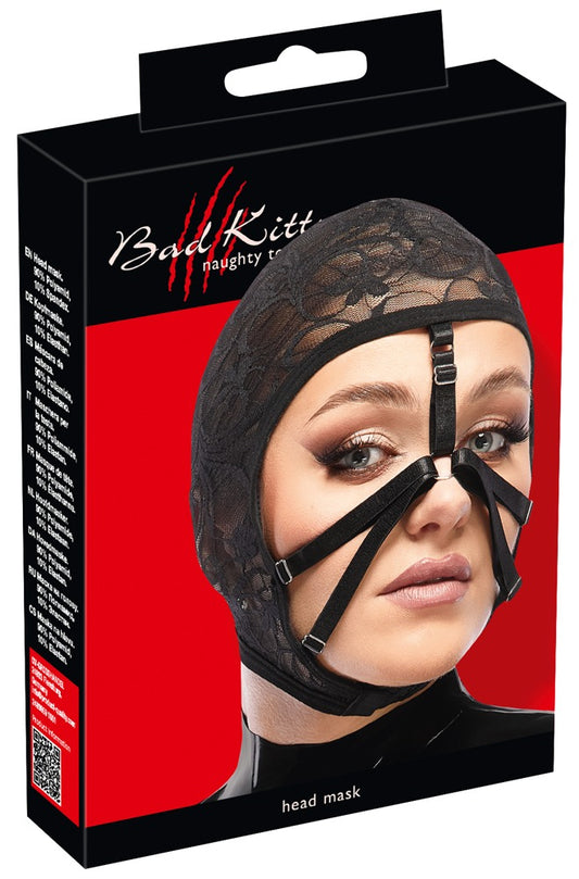 Masque de tête noir dentelle Bad Kitty