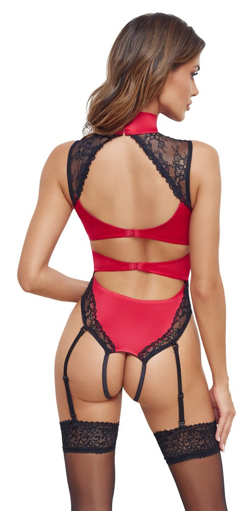 Body à jarretelles rouge/noir Cottelli Lingerie