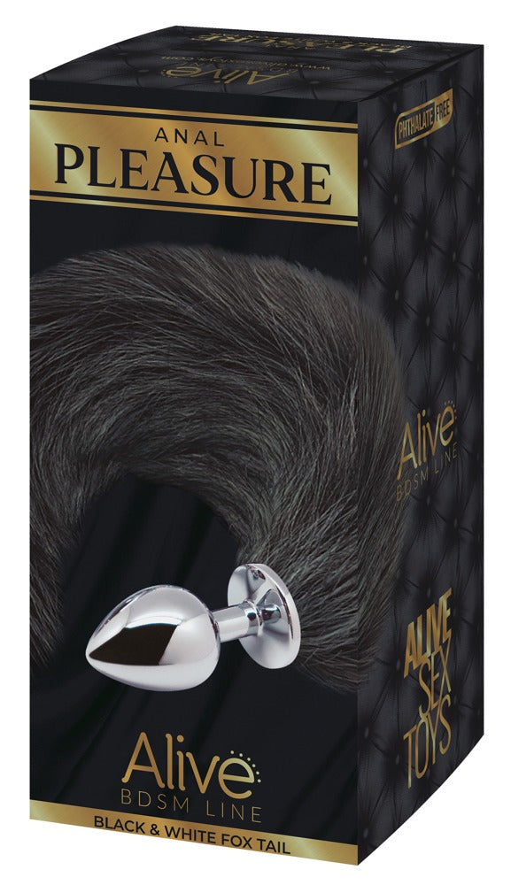 Plug queue de renard noire et blanche M ALIVE