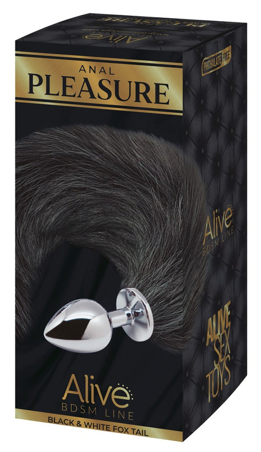 Plug queue de renard noire et blanche M ALIVE